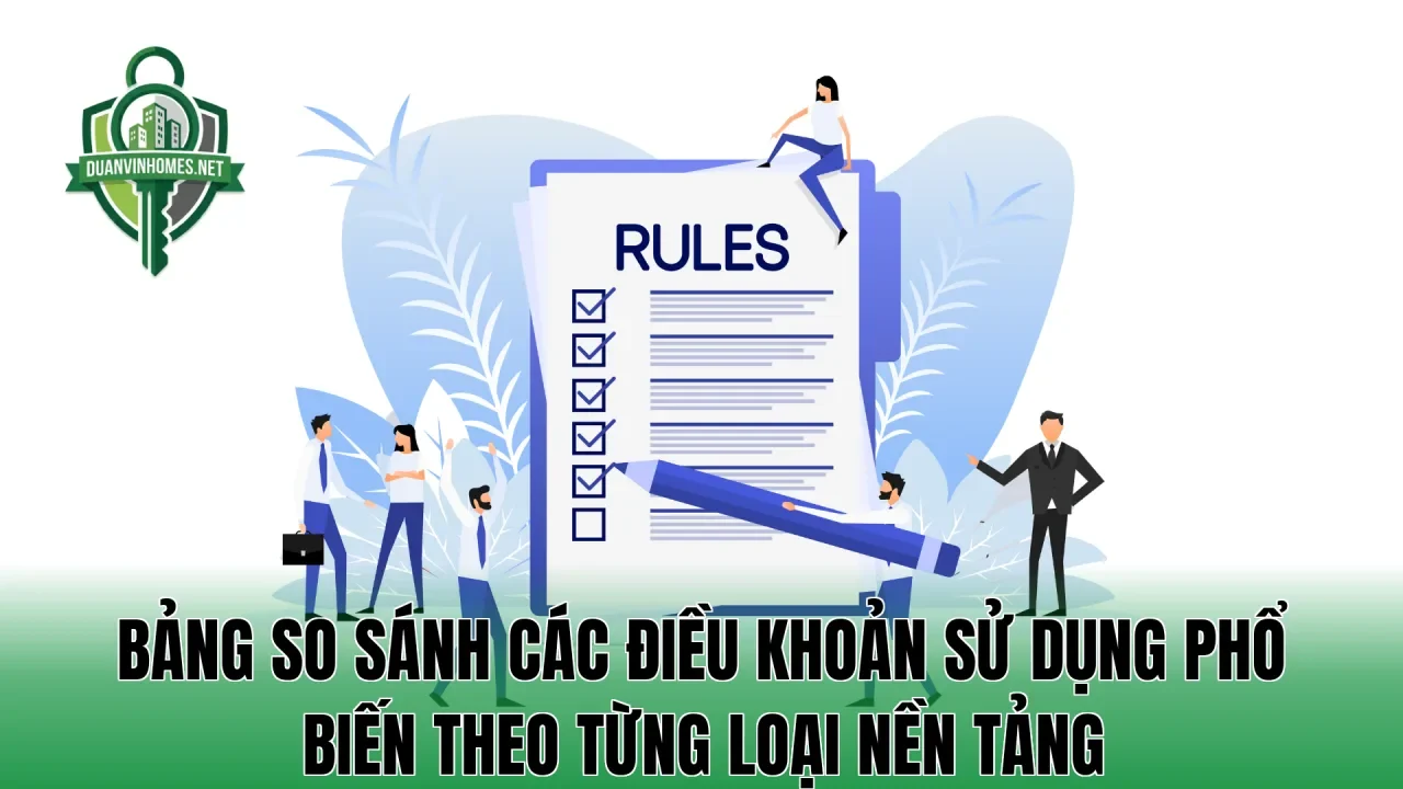 Bảng so sánh các điều khoản sử dụng phổ biến theo từng loại nền tảng